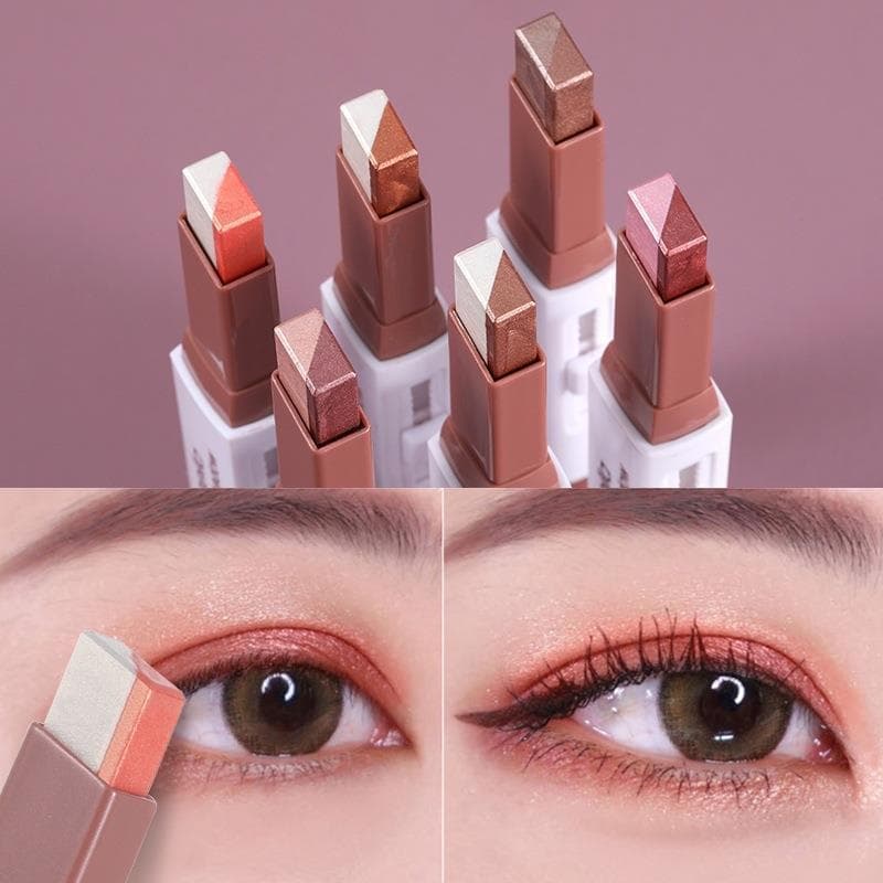 Gradient Dual-Color Eyeshadow Stick Long-Lasting Waterproof Glitter Pearl Matte Red Style Earth Tone Portable Shimmer Eyeliner
