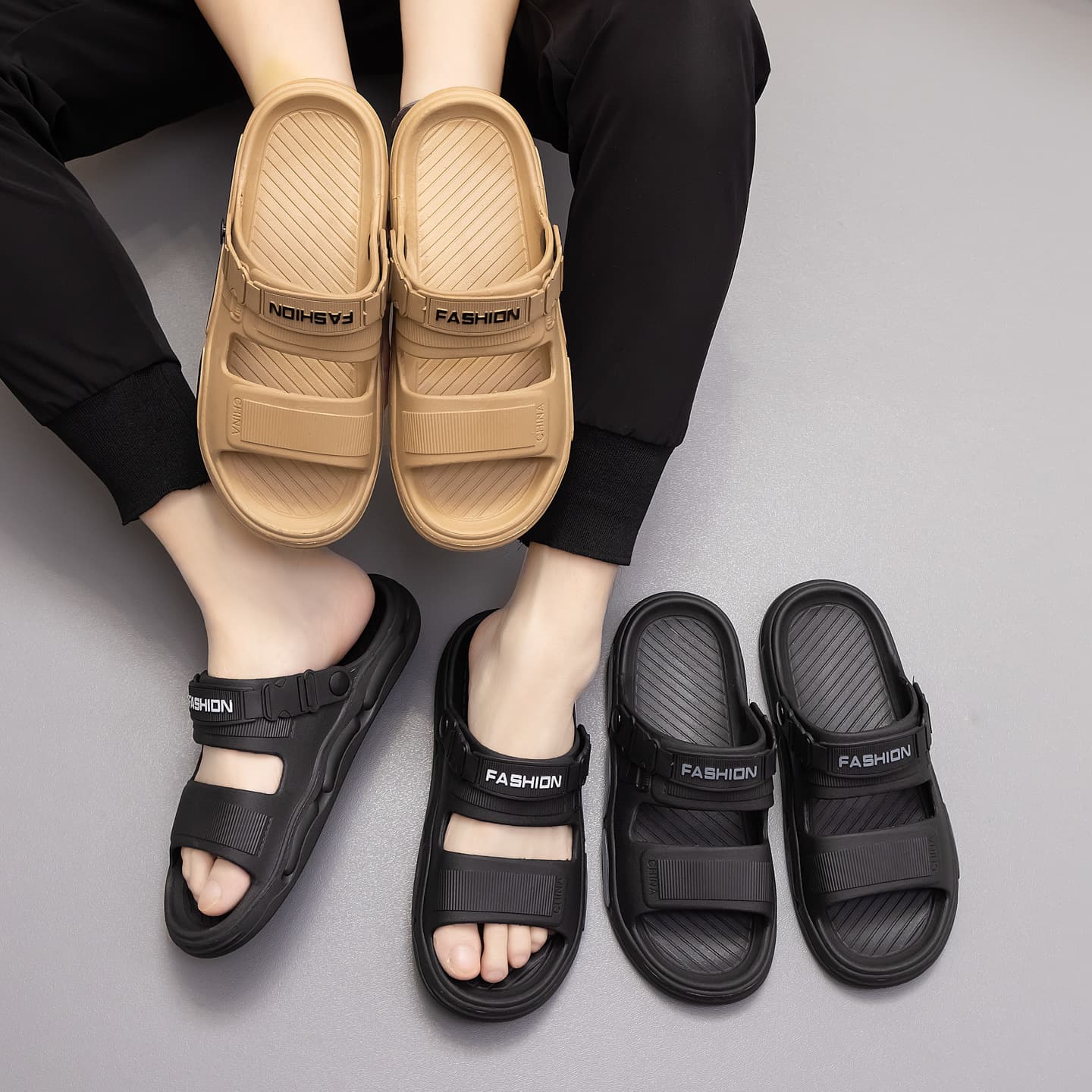 Cross-border Sandals Slippers for Men 2025 Summer Outdoor Sandals Men Anti-Slip Dual-Purpose Driving Casual Beach Shoes