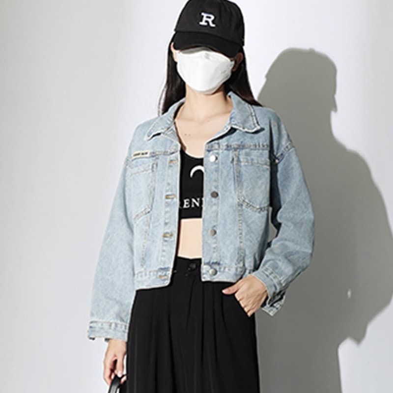 145 Petite Sweet & Cool Denim Jacket Women Short Versatile Blazer Long Sleeve Top XS Height-Enhancing Spring Autumn Outfit WT