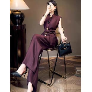 Shenzhen 2025 New Nanyou Women's European Style Elegant Flower Button Vest and Wide-Leg Pants Set