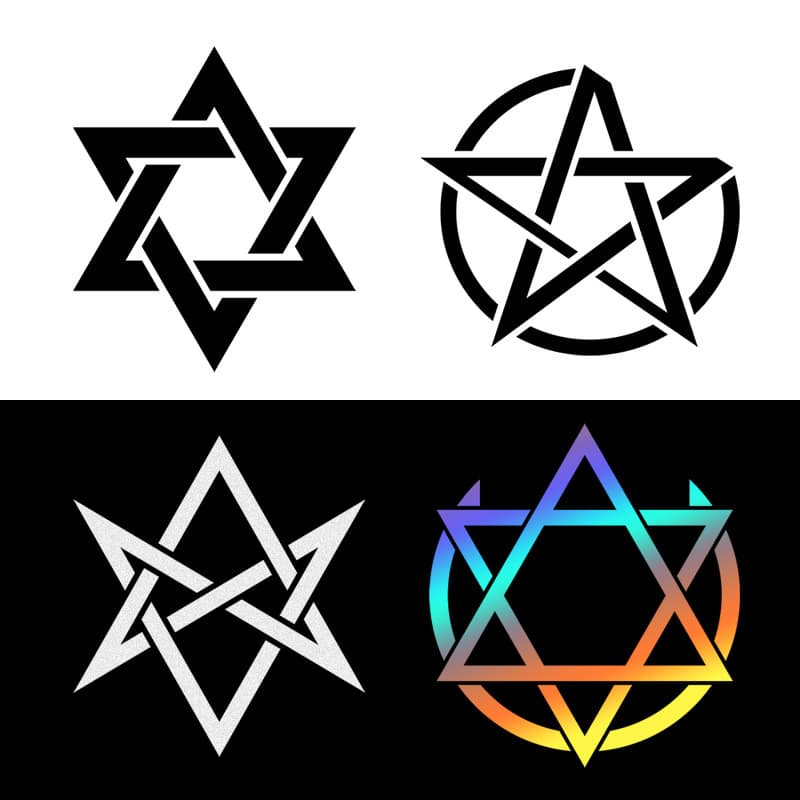 Hexagram Graphic Symbol Reflective Sticker for Electric Vehicles, Motorcycles, Cars, Windows, Body, Computer Cases, and Luggage Modification