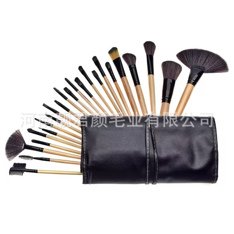 Manufacturer Makeup Brush 24-Piece Black Makeup Brush Natural Wood Color Synthetic Fiber Professional Makeup Set