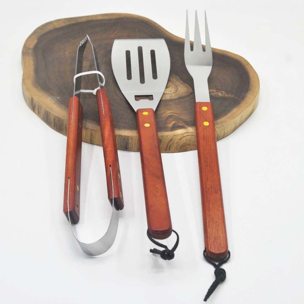 Amazon Exclusive BBQ Tool 3-Piece Set, Stainless Steel Grill Combo with Fork and Spatula, In Stock