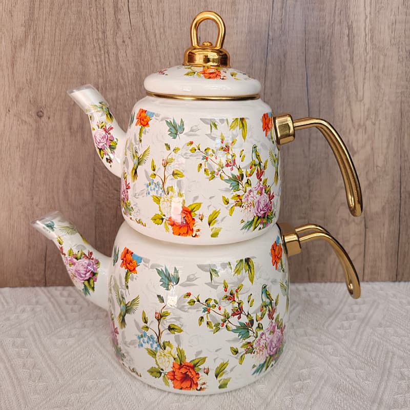 Export Enamel Coffee Pot, Enamel Kettle, Gold Handle Pear-Shaped Kettle, Cold Water Kettle, Steel Handle Kettle, Mother-Child Kettle, Water Kettle
