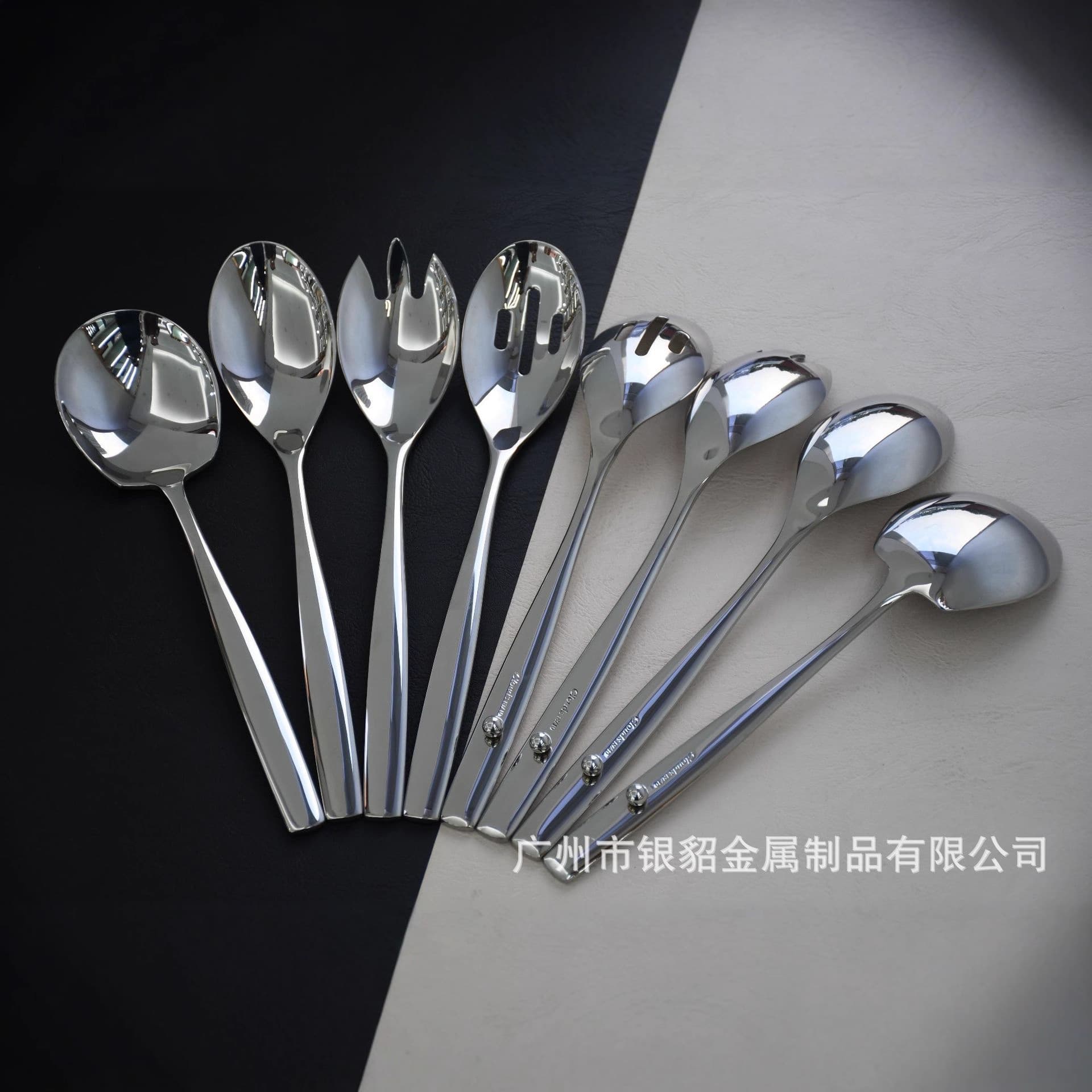 Non-slip mirrored large serving colander Stainless steel serving spoon Dish and fish strainer spoon Large utility spoon