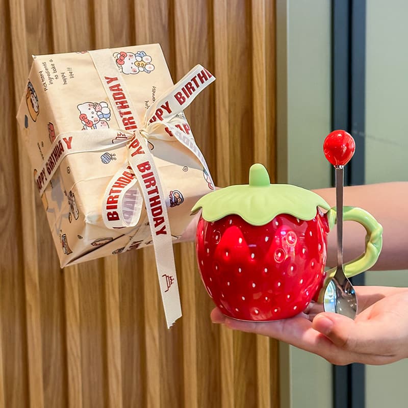 Birthday Gift Ins Style High-Appearance Ceramic Mug with Lid for Women Practical Souvenir Gift High-End Gift Box Set