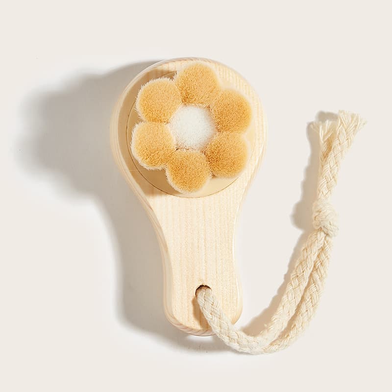 Manual Facial Cleansing Brush Soft Bristle Makeup Remover Blackhead Removal Porcelain Handle Plum Blossom Shaped Deep Pore Cleansing