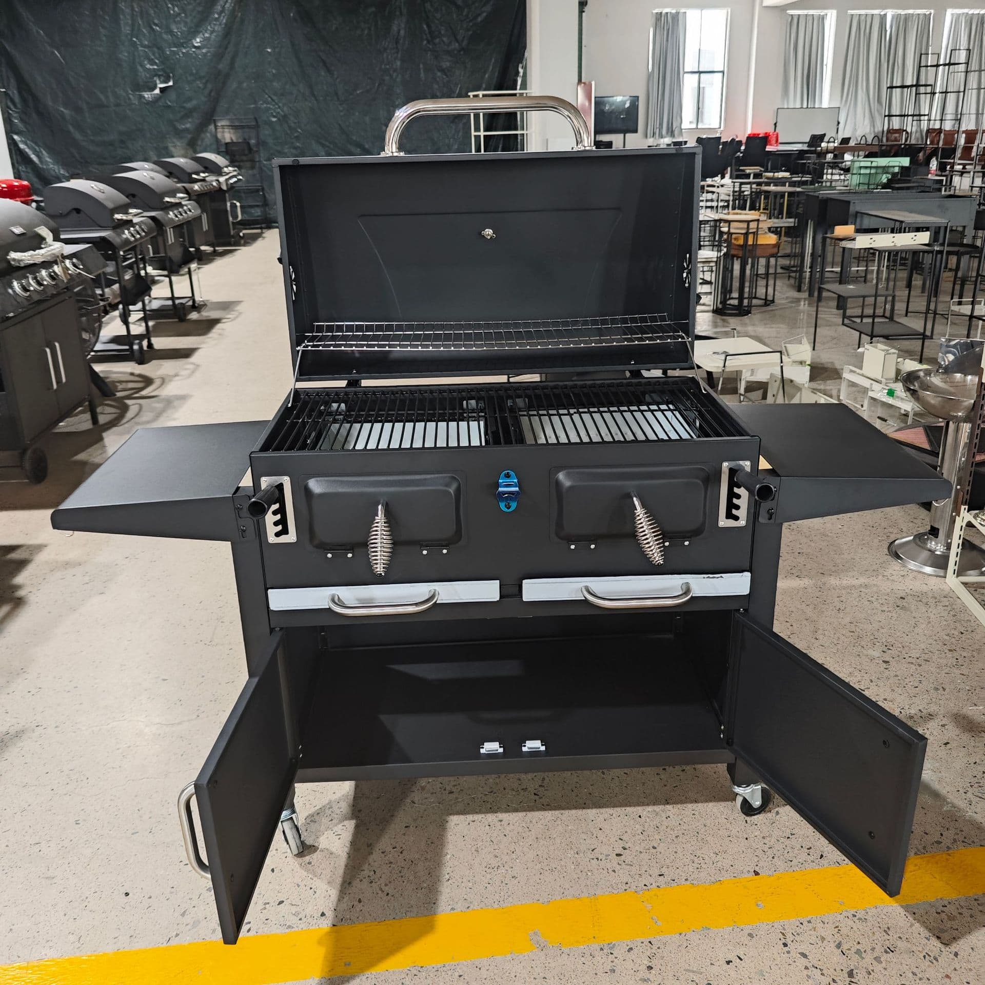 Cross-border Thickened American Camping Charcoal Grill Large Capacity Smoker Grill Courtyard Outdoor Large Eco-friendly Square Barbecue Grill