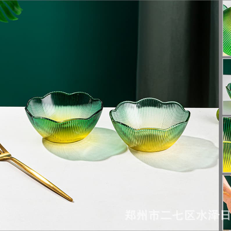 Leweishi Petal Small Bowl 2-Piece Set HBXW//L2 Glass Bowl Tableware Set Business Meeting Event Gift