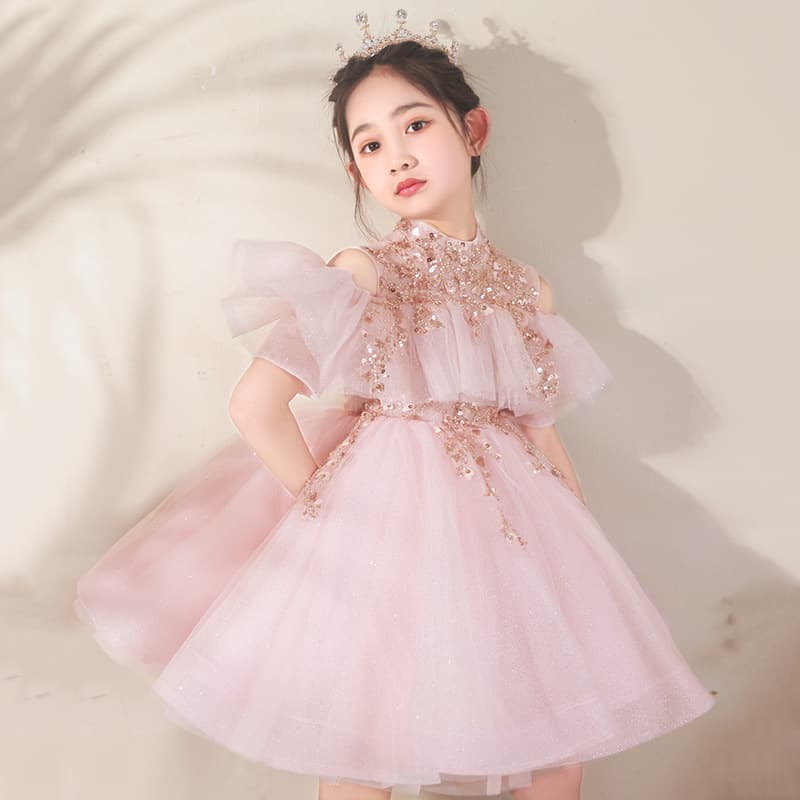 Girls high-end evening dress host little girl birthday princess dress wedding dress piano performance children's performance clothing spring