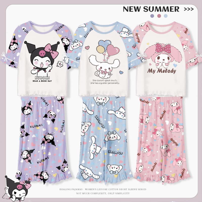 Girls' Pajamas Thin Summer-Autumn Modal Cotton Short-Sleeve Cartoon Kids' Air Conditioning Wear 3