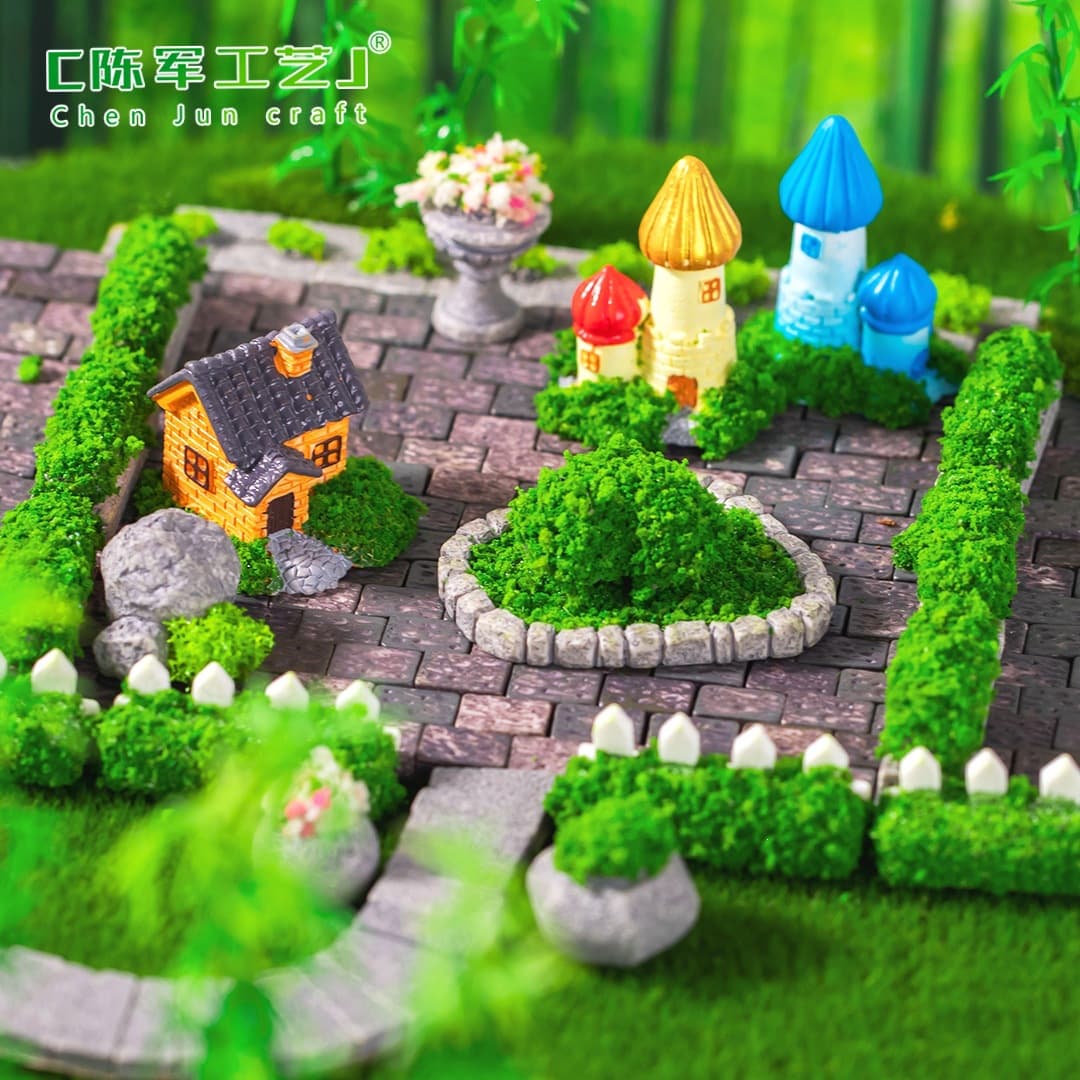 Mini Landscape Moss Terrarium Small House Villa Castle Model DIY Decoration Accessories Mini Figurine