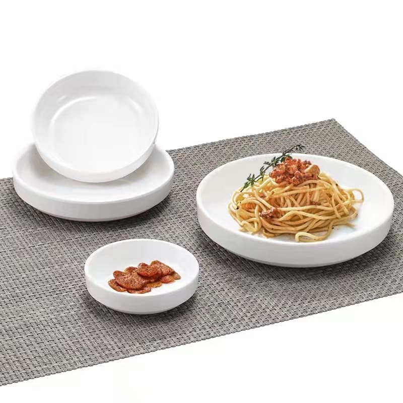 Melamine Korean side dish plate imitation porcelain tableware white round small dish dish condiment square dipping sauce vinegar dish