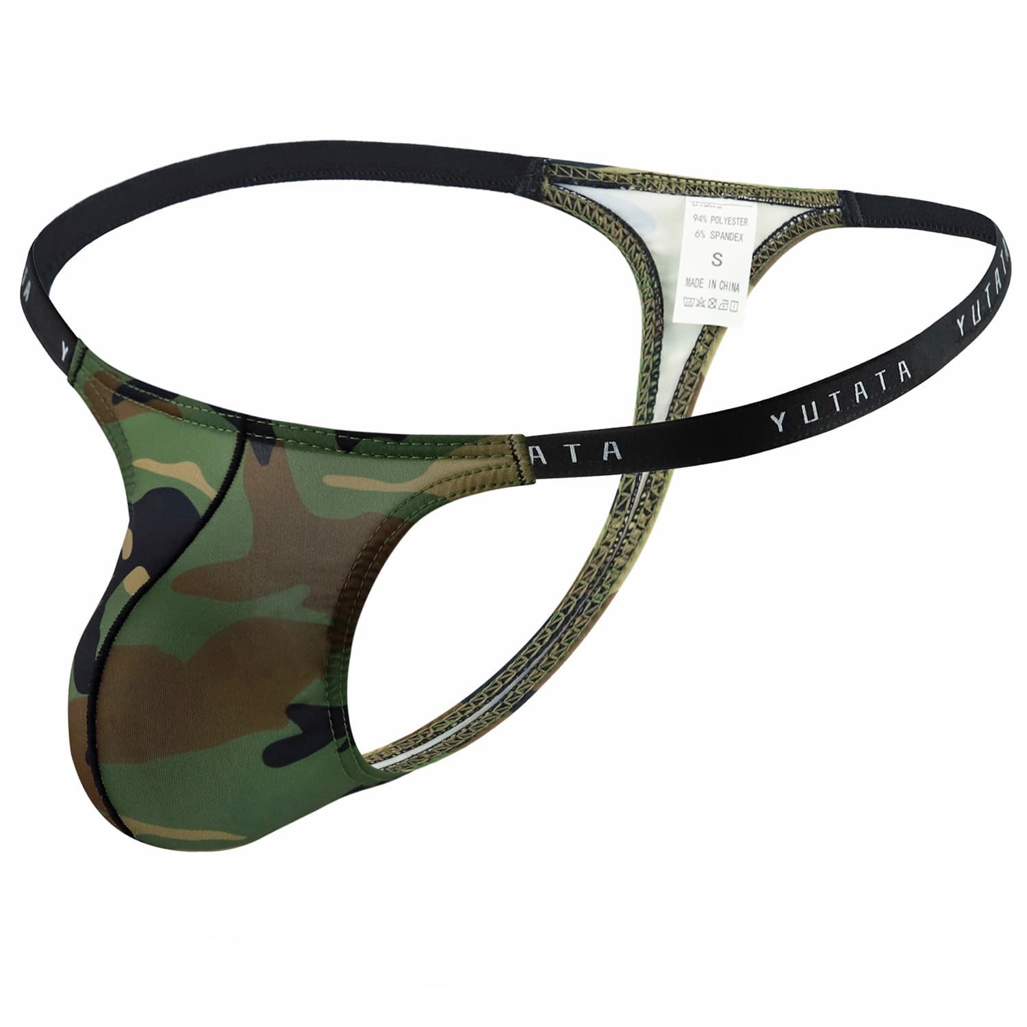 Sexy Camouflage Men's Briefs with Pouch Low Waist T-Shaped Underwear Quick Dry Knitted Polyester Fabric B623