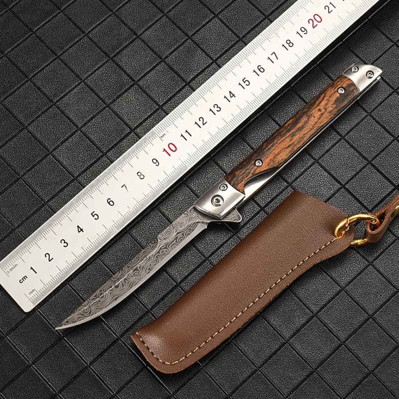 Multi-purpose Outdoor Camping Quick Open Knife Stainless Steel High Hardness Folding Knife Damascus Pattern Pocket Knife