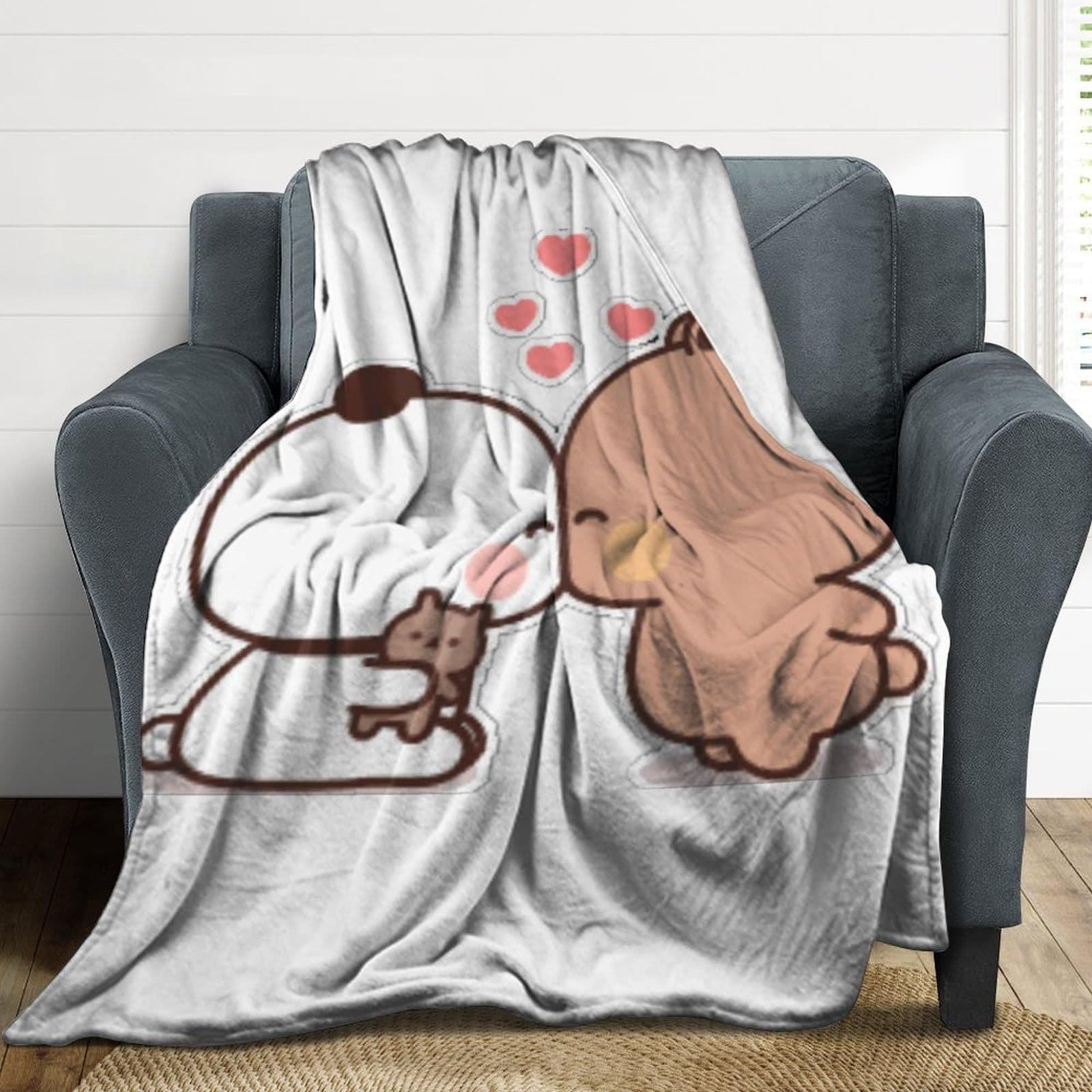 Panda Bubu and Dudu Cute Style Blanket Soft and Comfortable Fleece Plush Sofa Blanket Bed Blanket Living Room Blanket