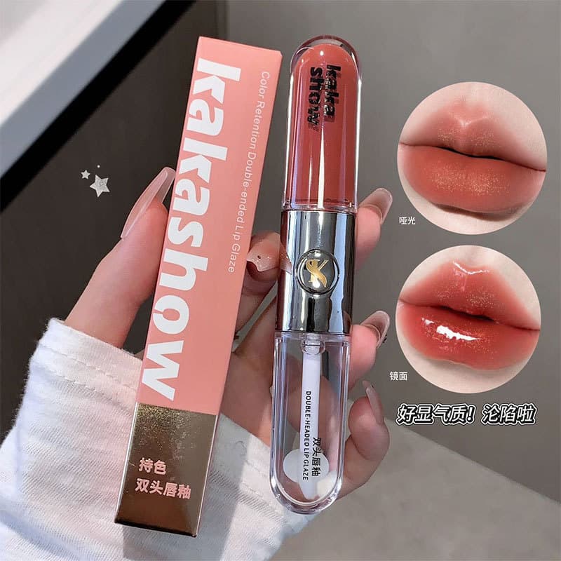 Kakashow Long-Lasting Two-End Lip Gloss Tipsy Nude Mirror Water Gloss Lip Gloss Lip Gloss Fake Natural Plump Lip Lipstick