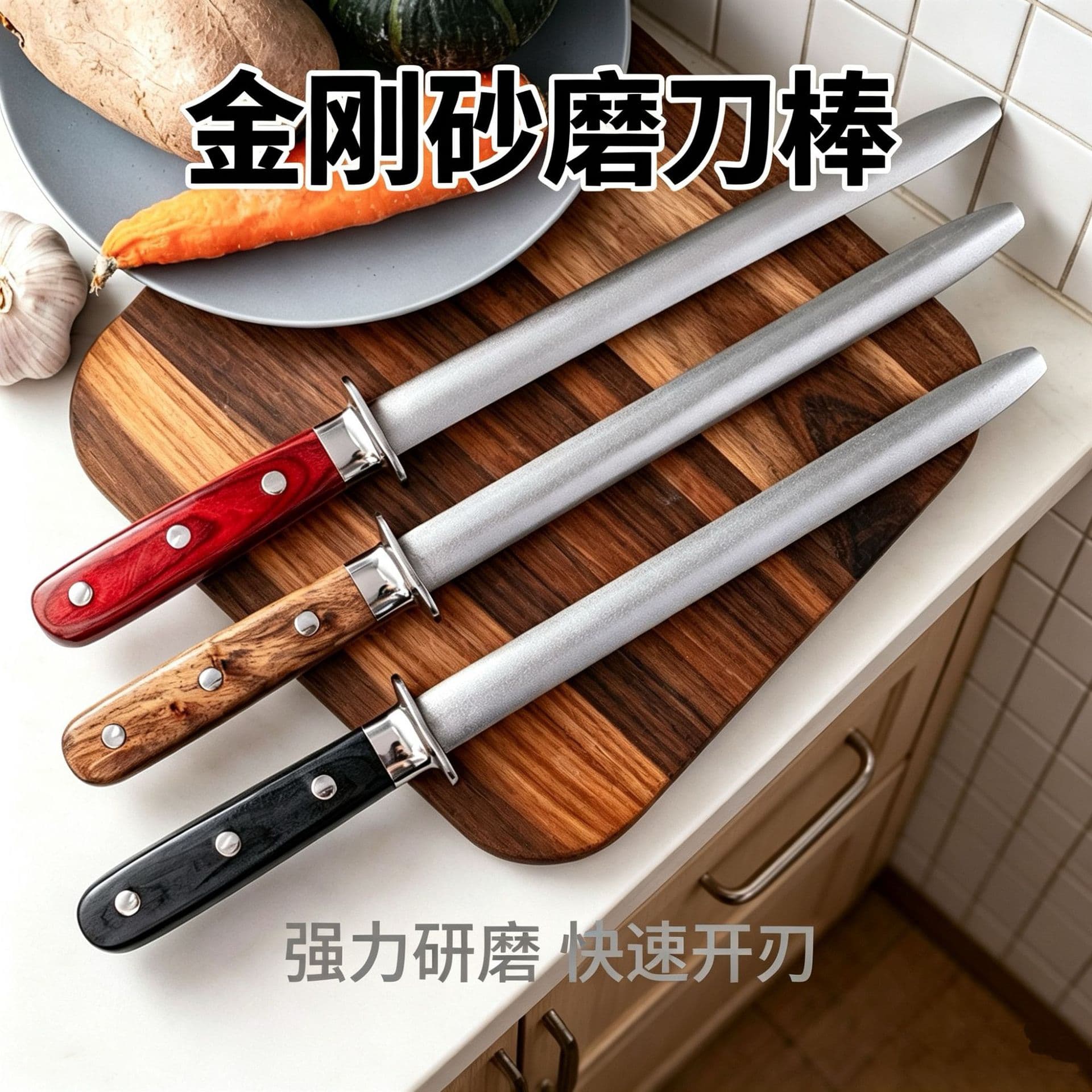 Quick-sharpening sharpening stick kitchen gold steel sand sharpening stick German craft high carbon steel sharpening stick multi-functional knife sharpening gift