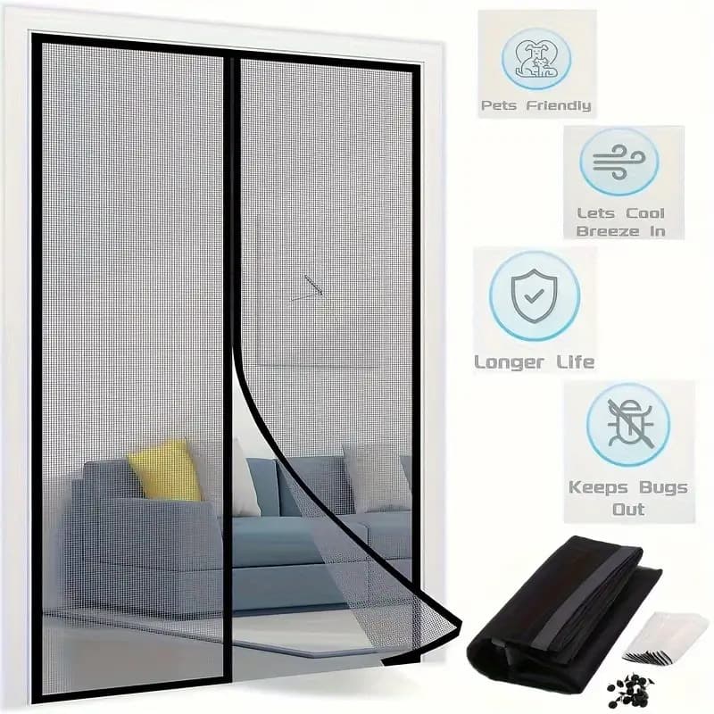 Door Curtain Magnetic Anti-Mosquito Screen Door Window Punch-Free Bedroom Shelter Curtain Summer
