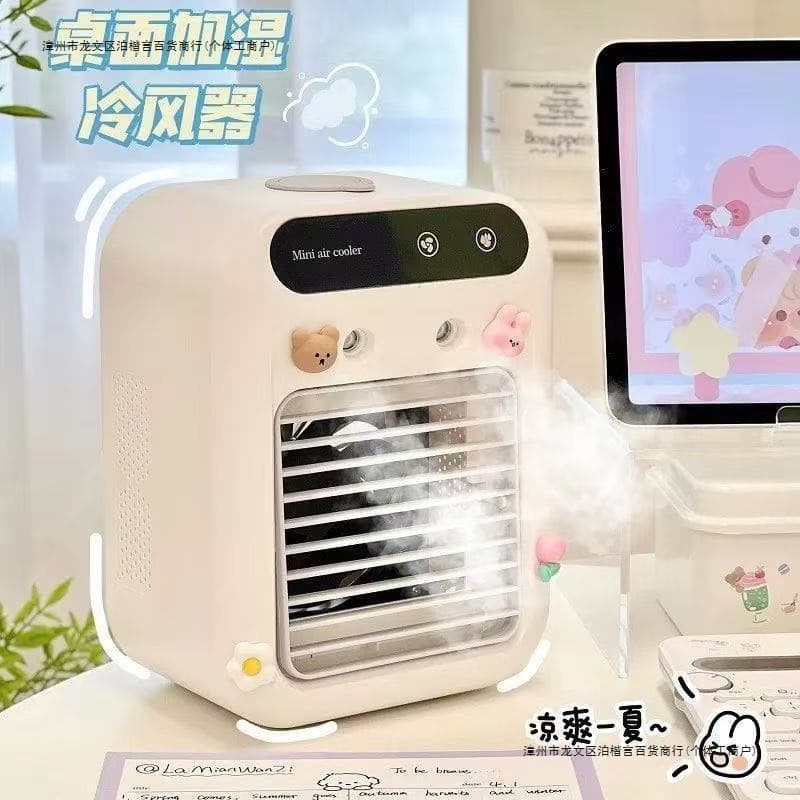 Desktop Mini Air Conditioner USB Rechargeable, Small Portable Cooler Fan for Home Dorm Office Desk Cooling