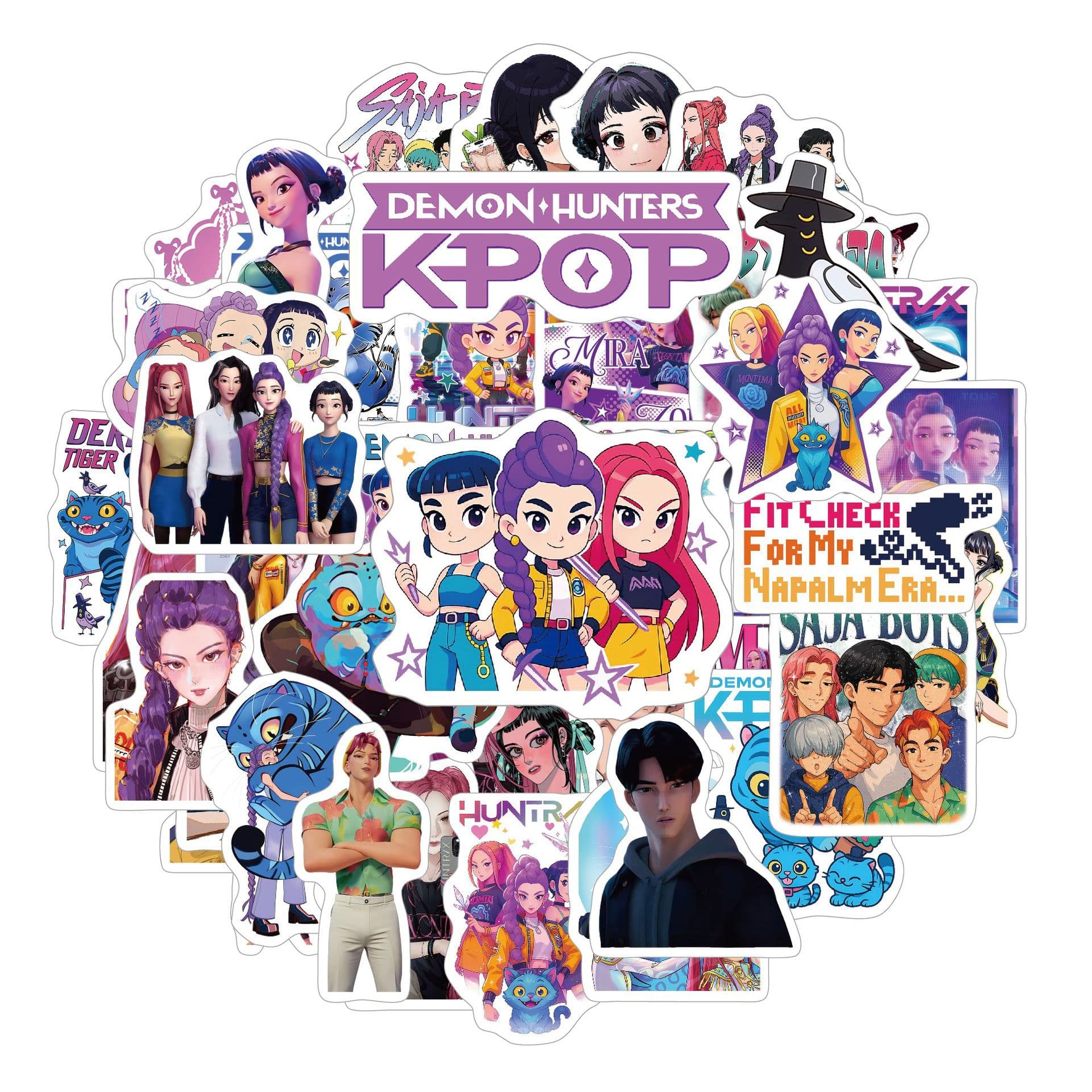 60 Sheets Amazon KPOP Demon Hunter Stickers Korea Glossy Cartoon Stickers for Luggage Laptop
