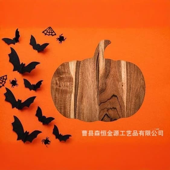 Halloween Pumpkin Tray Wooden Party Decoration Fruit Snack Plate Home Kitchen Deli Tray Kids Snack Plate