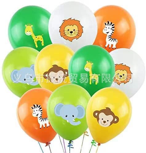 New Cross-Border Cartoon Jungle Animal 12-Inch Latex Balloon Theme Baby Party Birthday Decoration Supplies