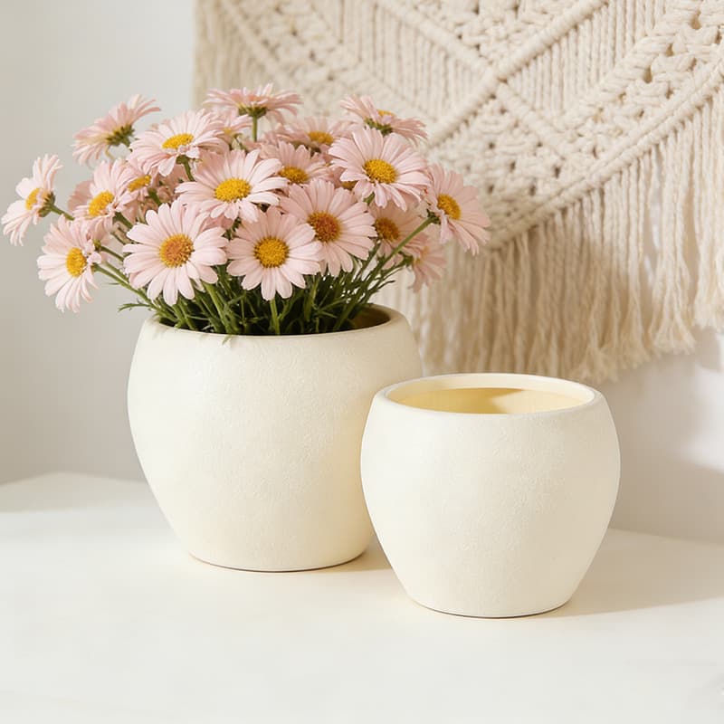 Modern Nordic Style Indoor Living Room Large Floor-Standing Flower Pot, Imitation Porcelain, Thickened Blow-Molded Plastic Planting Pot