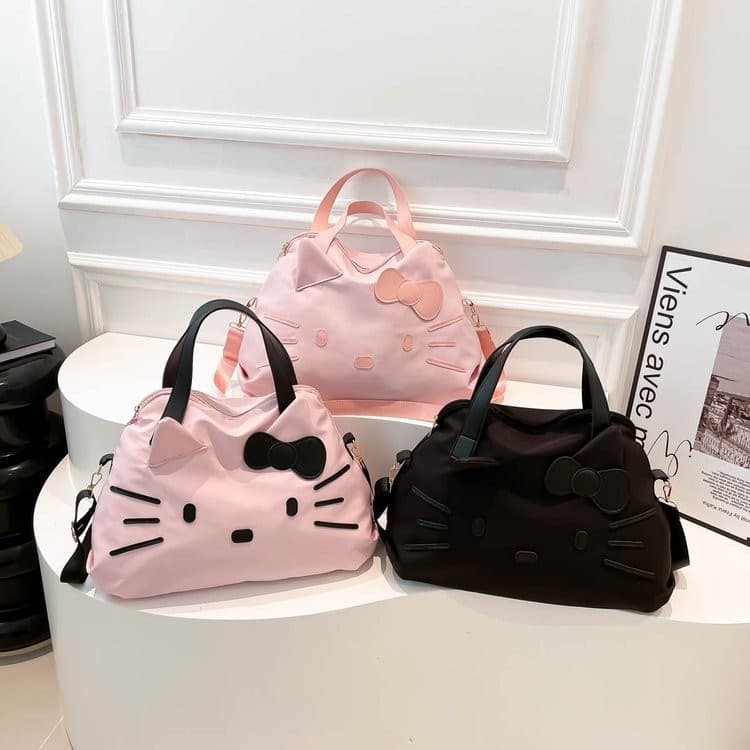 Large Capacity Handheld Short Trip Travel Bag KT Business Luggage Bag Hello Kitty Casual Single-Shoulder Bag Cartoon Tote Bag for Women