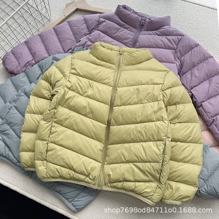 Children's Lightweight Down Jacket Stand Collar Solid Color Boys Girls Toddler Kids Autumn Winter Warm Coat 90% Down School Uniform Essential
