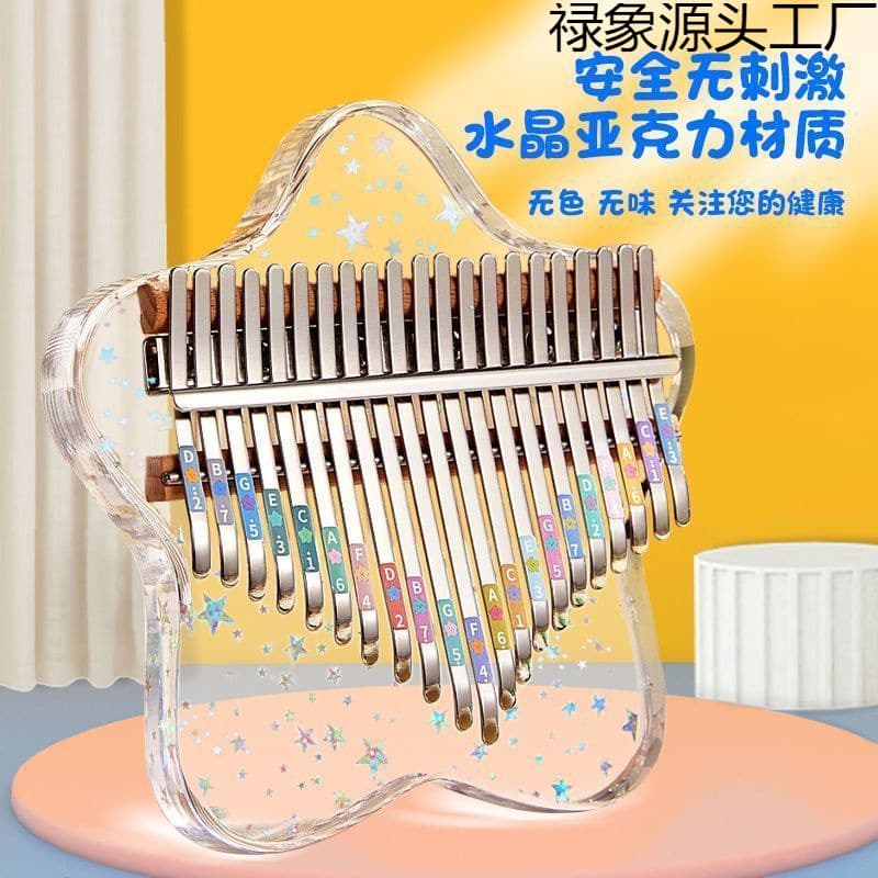 Transparent Crystal Kalimba 21 Key for Kids Girls 17 Key Portable Beginner Finger Piano Internet Celebrity