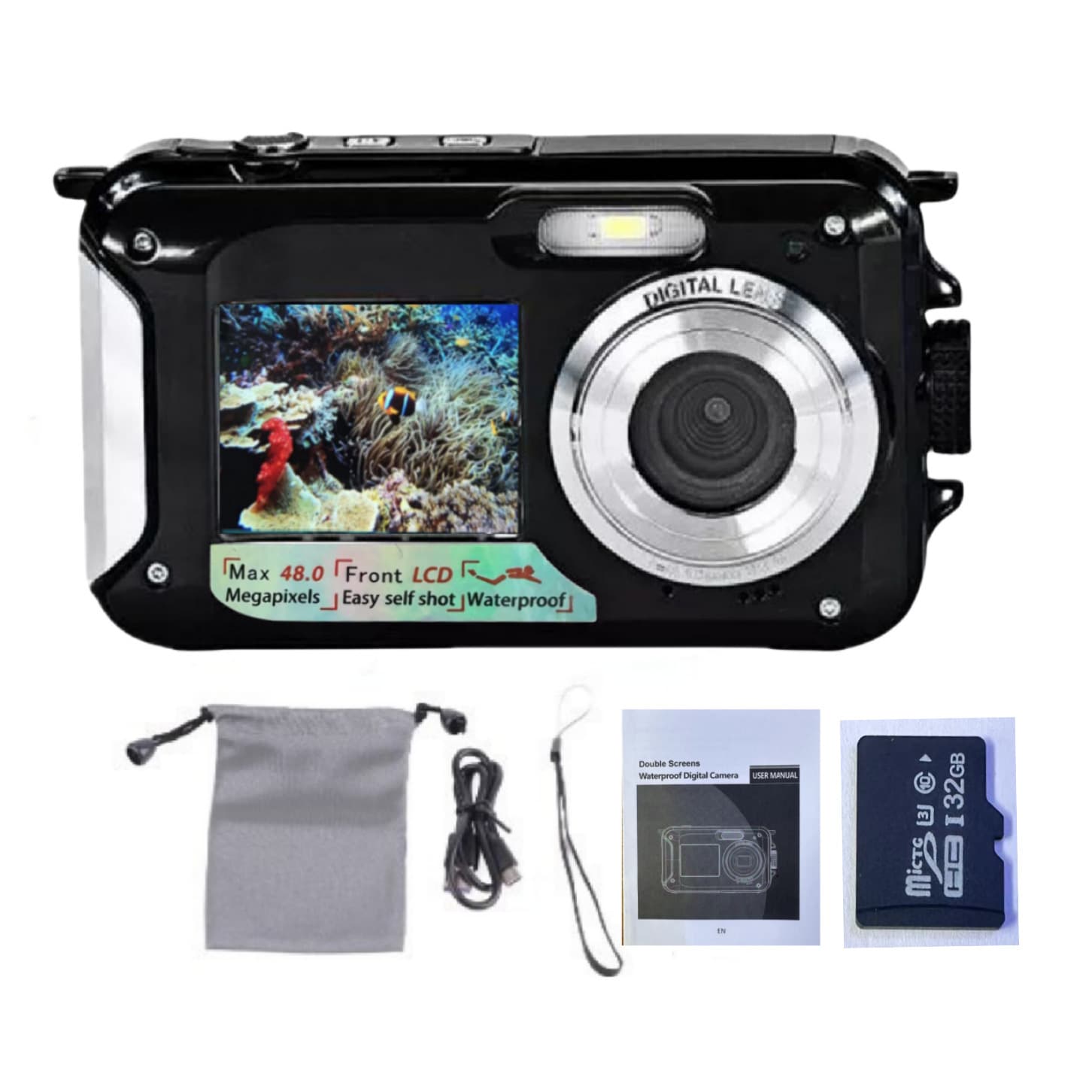Cross-border Underwater Camera Full HD 2.7K 48MP Waterproof Snorkeling Dual-Screen Digital Camera B368