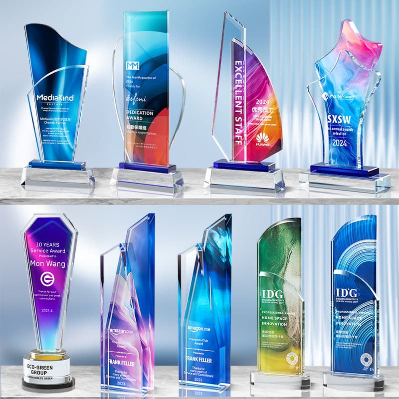 High-end atmospheric creative colorful crystal trophy student insurance company outstanding employee medal souvenir production