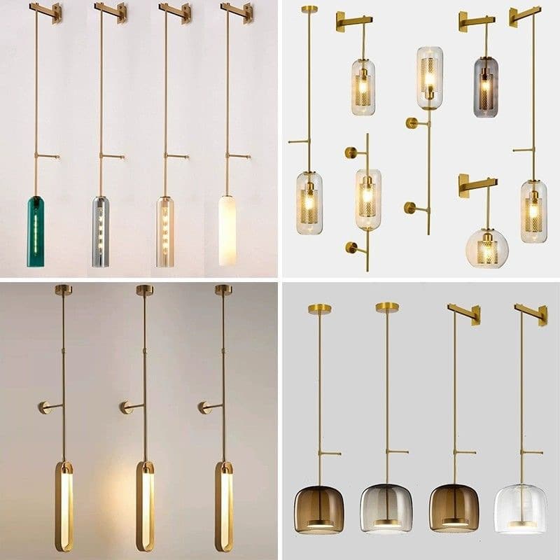 Nordic light luxury living room background wall corridor glass wall lamp designer minimalist hotel bedside long arm wall lamp