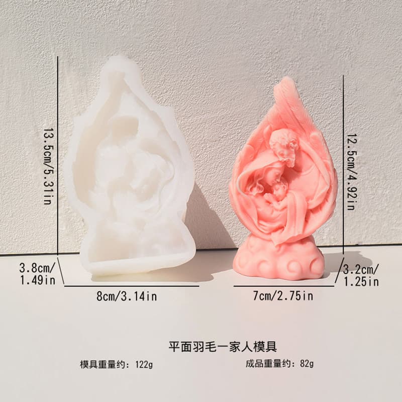 Angel Feather Family Silicone Mold DIY Feather Hand Elderly Gypsum Aromatherapy Candle Epoxy Resin Ornament Mold