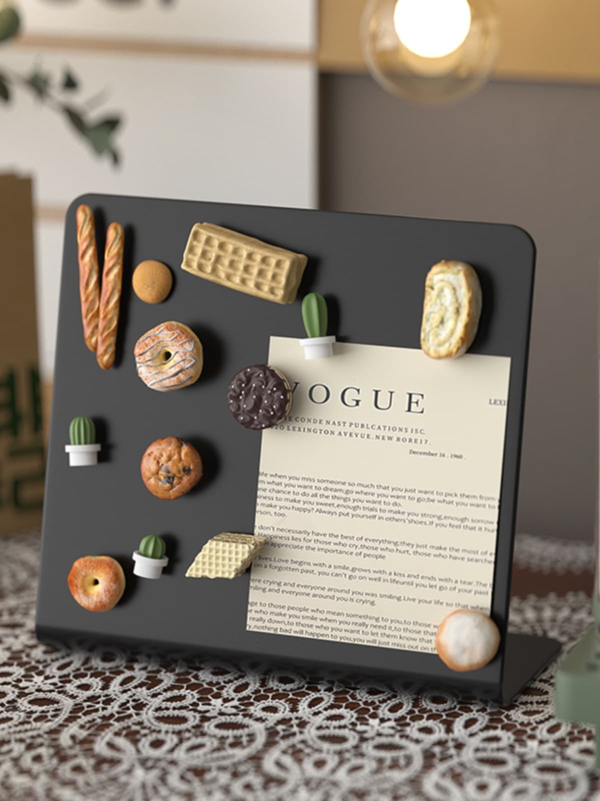 Desktop Magnetic Message Board Blackboard Chalkboard Metal Board Creative Bread Fridge Magnet Display Board Magnetic Whiteboard