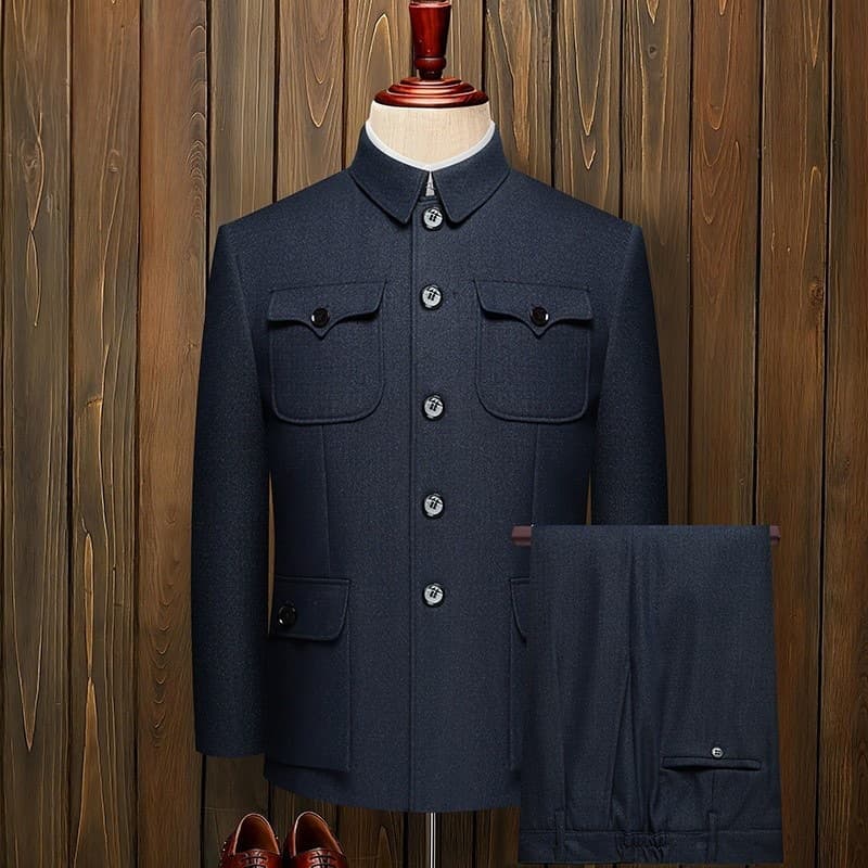 Premium Zhongshan Suit for Men, Middle-aged and Elderly, Chinese-style Father's Suit, Wedding Attire, Spring/Autumn
