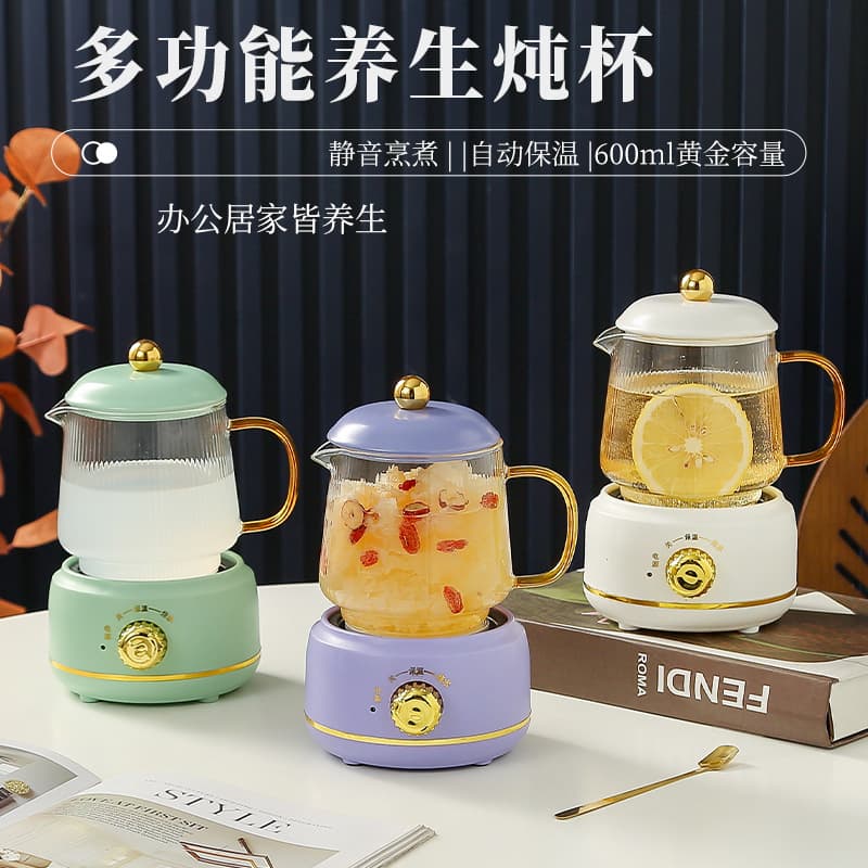 New Health Cup, Multi-functional Mini Electric Steaming Pot, Glass Heatable Cup for Office Flower Tea Brewing