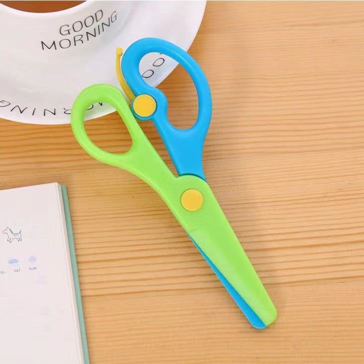 Factory Direct Children's Plastic Paper-Cutting Scissors Cartoon Anti-Pinch Elastic Kids Safety Scissors