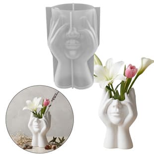 Zhongcheng DIY Face-Holding Head Vase Decoration Epoxy Resin Mold Face Art Flower Pot Decoration Gypsum Silicone Mold