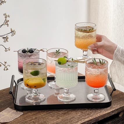Retro ins style glass short cup tall cup high-value juice tipsy cooking wine drinking foreign wine cup glass cup