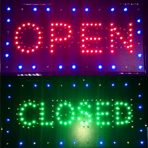 LED Sign Billboards, Direct from Manufacturer, Multilingual "Open Close ABIERTO" 48x25