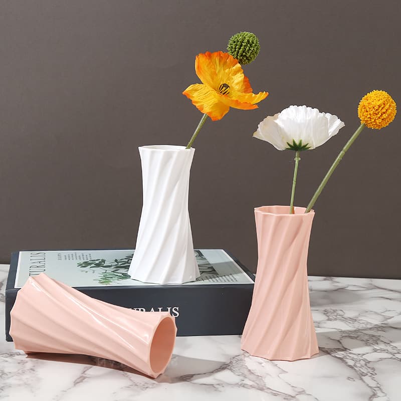 European Style Simple Plastic Flower Vase Creative Home Decoration Dried Flower Arrangement Artificial Flower Display Piece in Stock