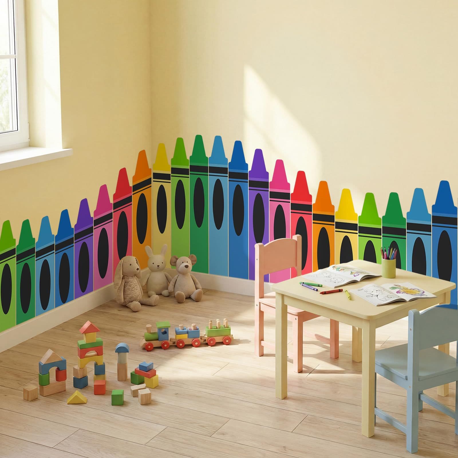 Cross-border Amazon Rainbow Crayon Classroom Wall Sticker Decoration Kindergarten Graduation Ceremony Background Back to School Background