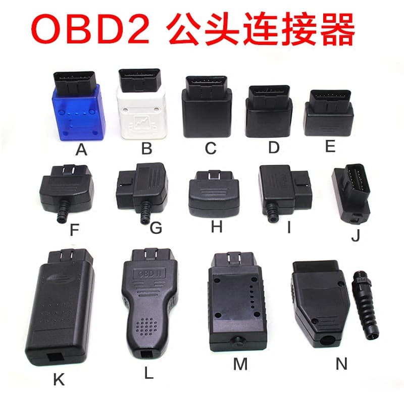 Automotive Male OBD2 16-Pin Connector, Gold-Plated Bent Pin Male, OBD Plug J1962M