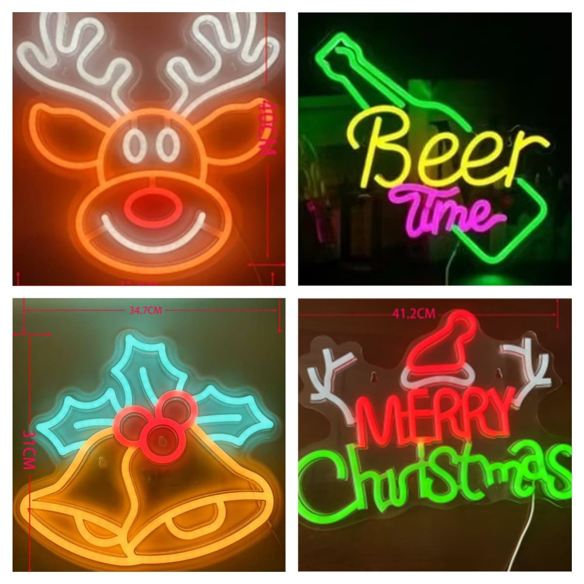 New Cross-Border LED Neon Christmas Shape Night Light USB Holiday Atmosphere Decorative Glowing Ornament Gift