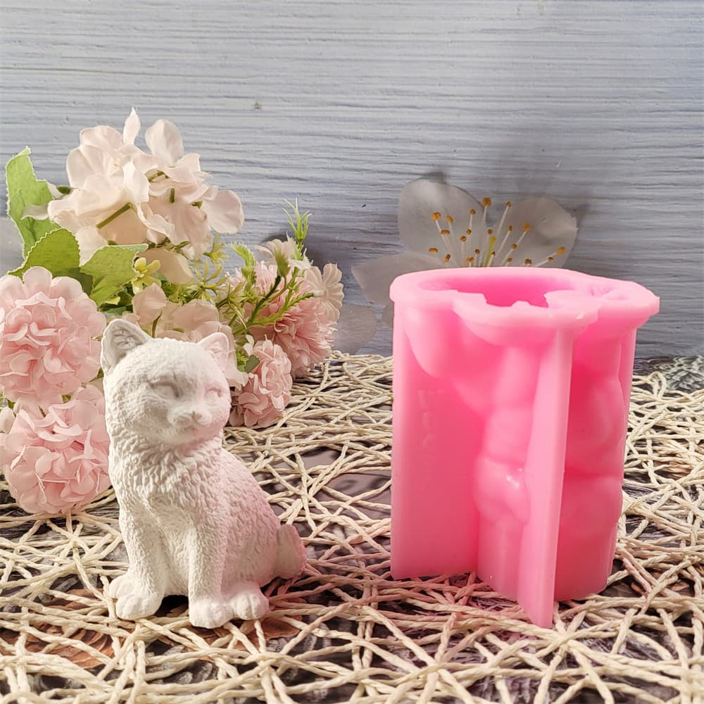 Cute Kitten Plaster Ornament Silicone Mold DIY Plaster Silicone Mold W0434