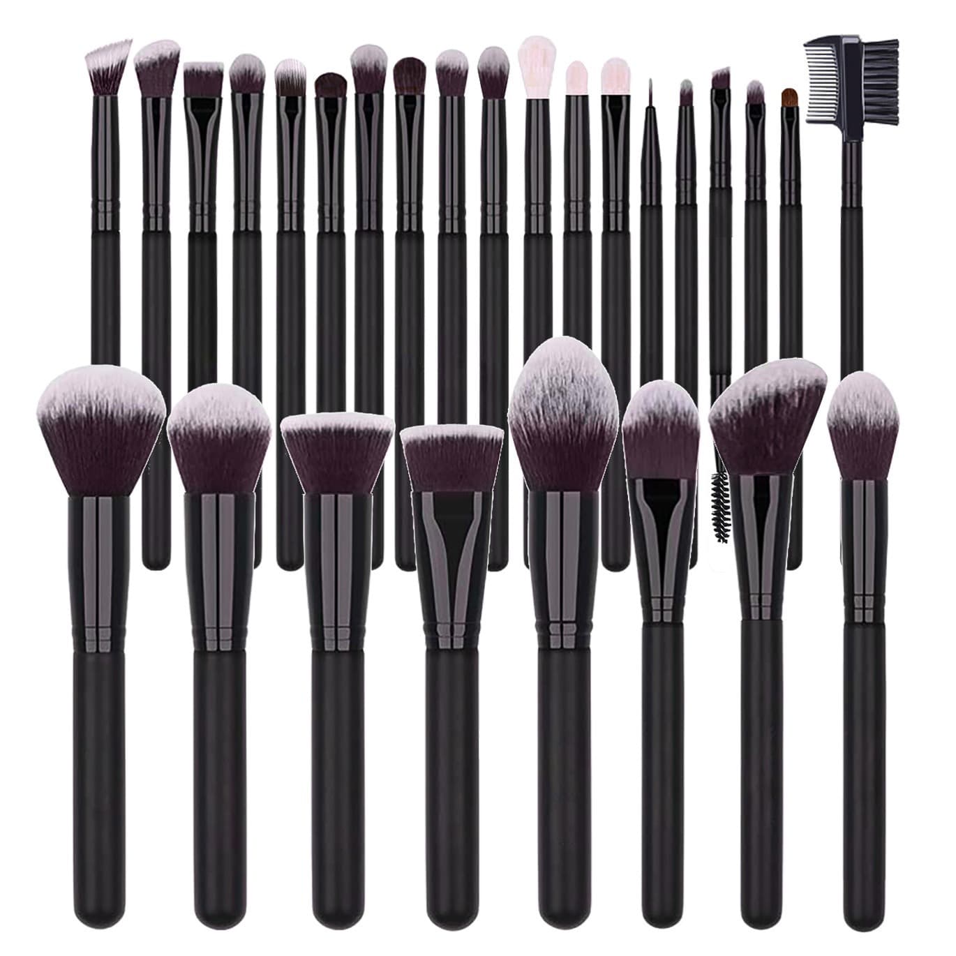 Cross-Border 12/15/27-Piece Black Makeup Brush Set, Including Foundation Brush, Eyeshadow Brush, Detail Brush, Beauty Tools, in Stock