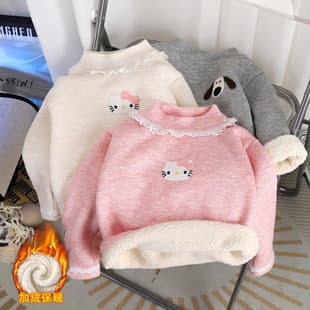 Drop Shipping New Boys Girls Autumn Winter Fleece Lined Base Layer Top Stylish Baby Girls High Neck Long Sleeve Warm Top