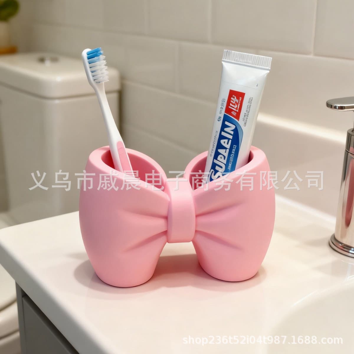 Cross-border 3D Printed Bow Toothbrush Holder Bathroom Counter Toothbrush Toothpaste Stand Storage Rack Base Bracket